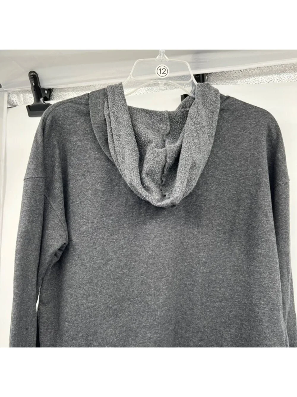 French Laundry Sport Womens Cropped Hoodie Tie Waist Gray Size Medium